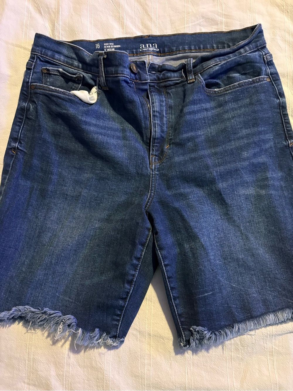 a.n.a High-Rise Indigo Denim Bermuda Shorts